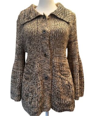 One Girl Who Brown Heather Chunky Knit Button-Front Cardigan